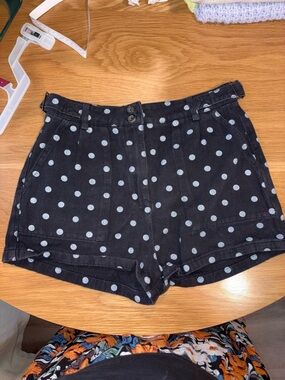 She + Sky Black Polka Dot Jean Shorts